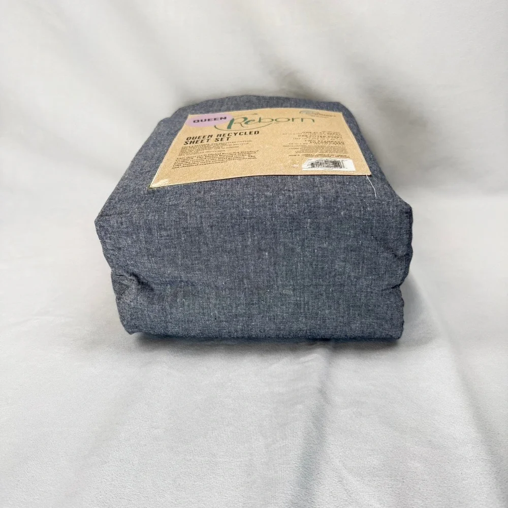 Reborn Queen Recycled Sheet Set Gray 4 Piece Eco Friendly Bedding